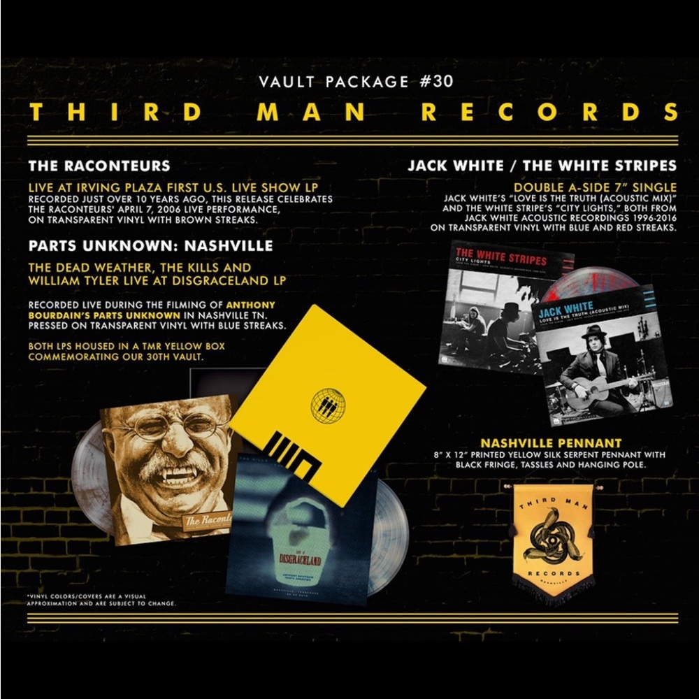 Third Man Records Vault 30 Raconteurs, Jack White Stripes, William Tyler Kills